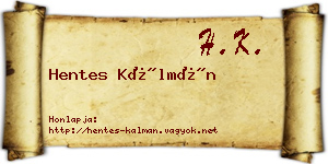 Hentes Kálmán névjegykártya